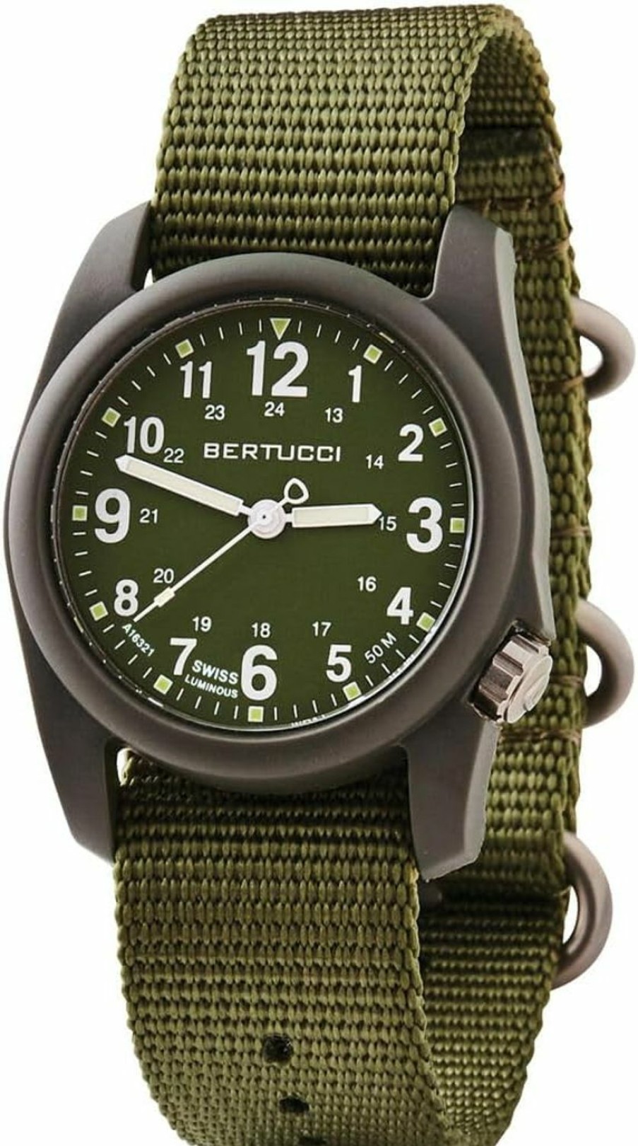 BERTUCCI Bertucci Dx3 Field Watch| Olive Dial And Forest Nylon Band | Matte Finish | 4 Year Battery Life | 50 M Water Resistance Online