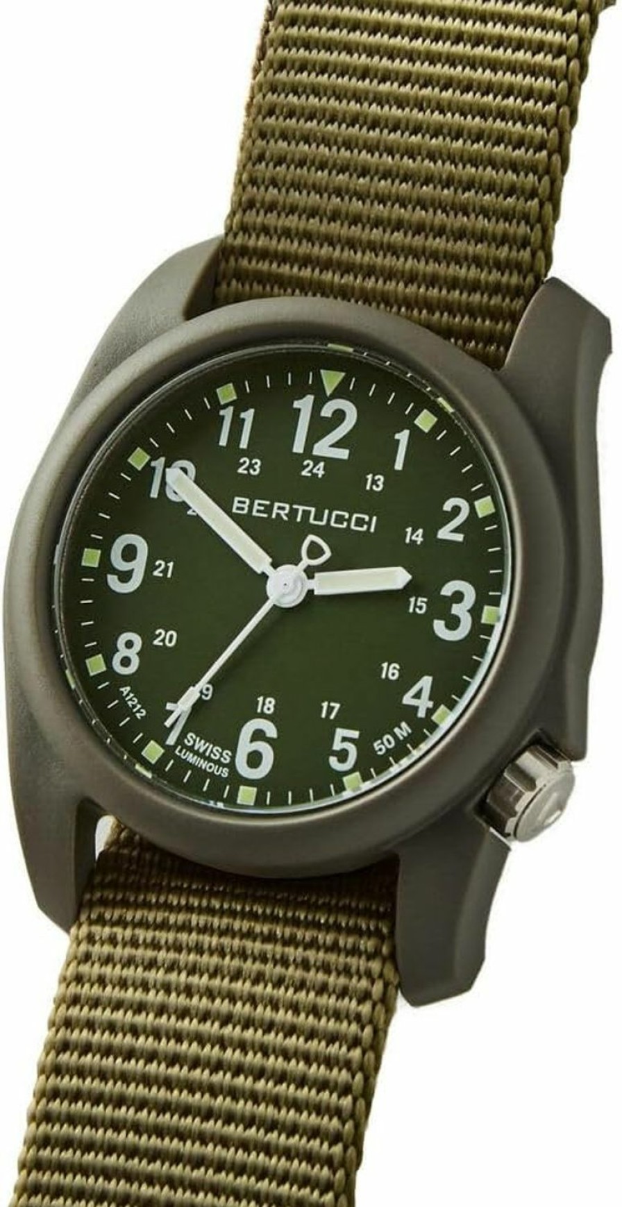 BERTUCCI Bertucci Dx3 Field Watch| Olive Dial And Forest Nylon Band | Matte Finish | 4 Year Battery Life | 50 M Water Resistance Online