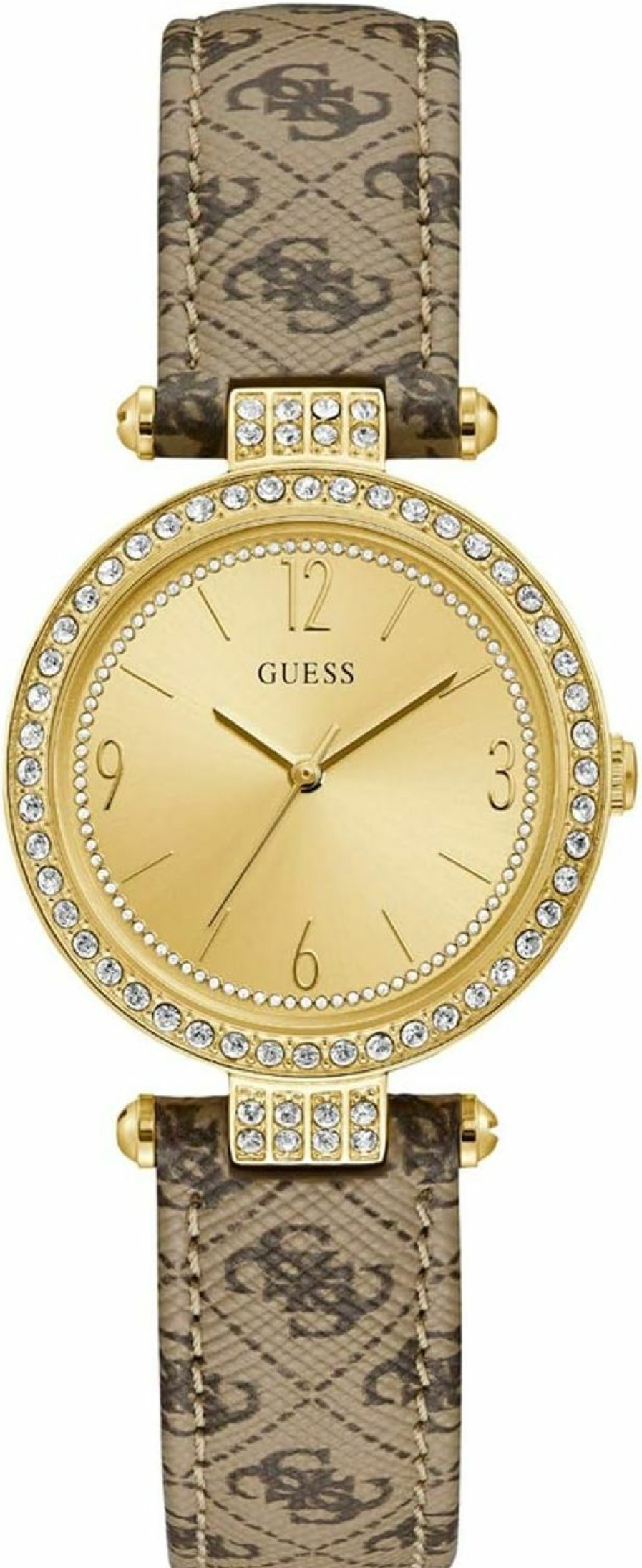 GUESS Guess Women'S Analogue Quartz Watch With Leather Strap W1230L2 New