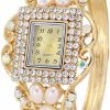 Weicam Weicam Women Bracelet Square Dial Quartz Bangle Wrist Watch Lady Diamond Pearl Jewelry Watches Gold Color Clearance