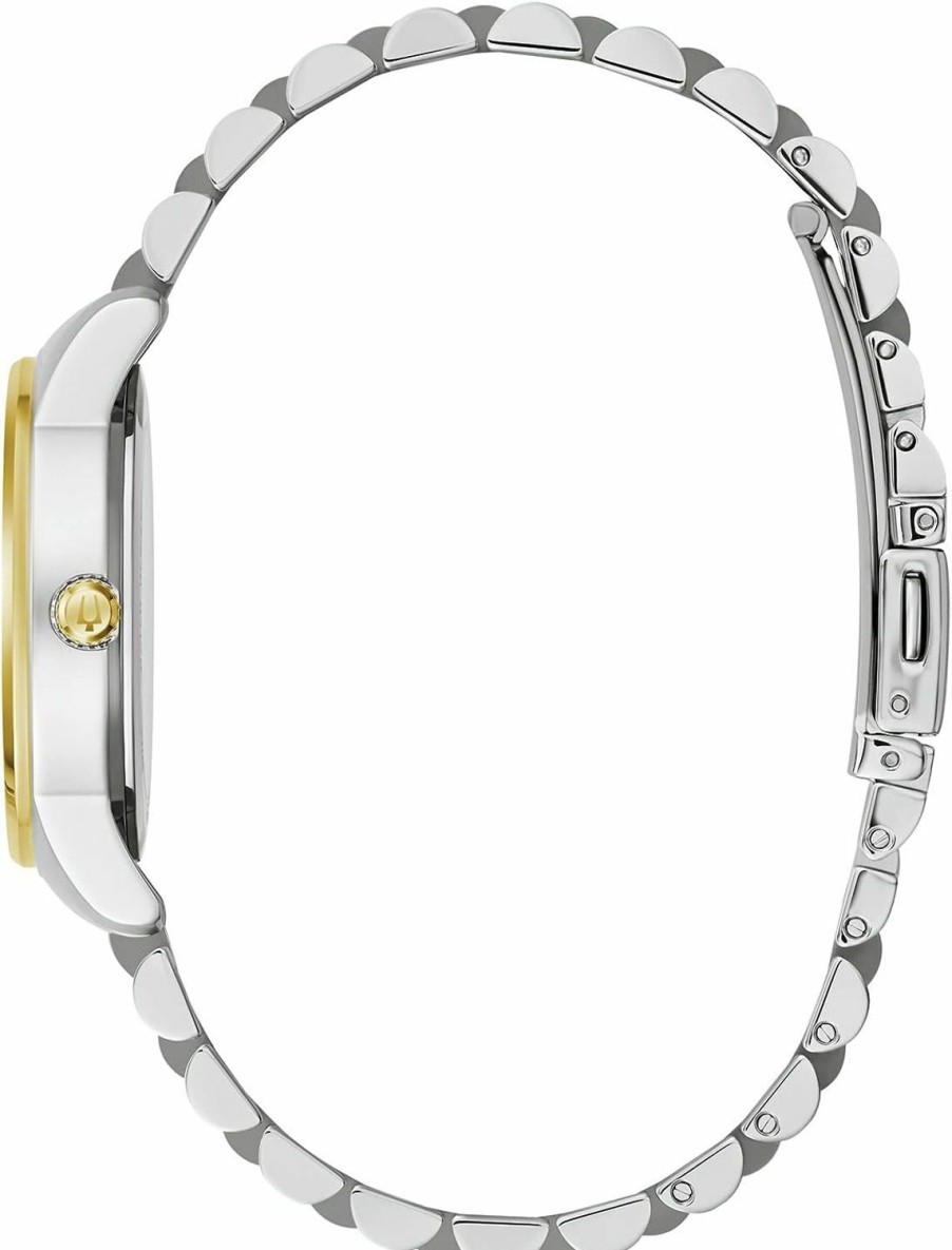 Bulova Bulova Ladies' Classic Diamond Two-Tone Gold Stainless Steel 3-Hand Calendar Date Quartz Watch New