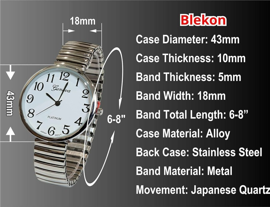 Blekon Blekon Collection Fashion Watch Wholesale Geneva Super Large Stretch Watch Clear Number Easy Read (Orange) Hot