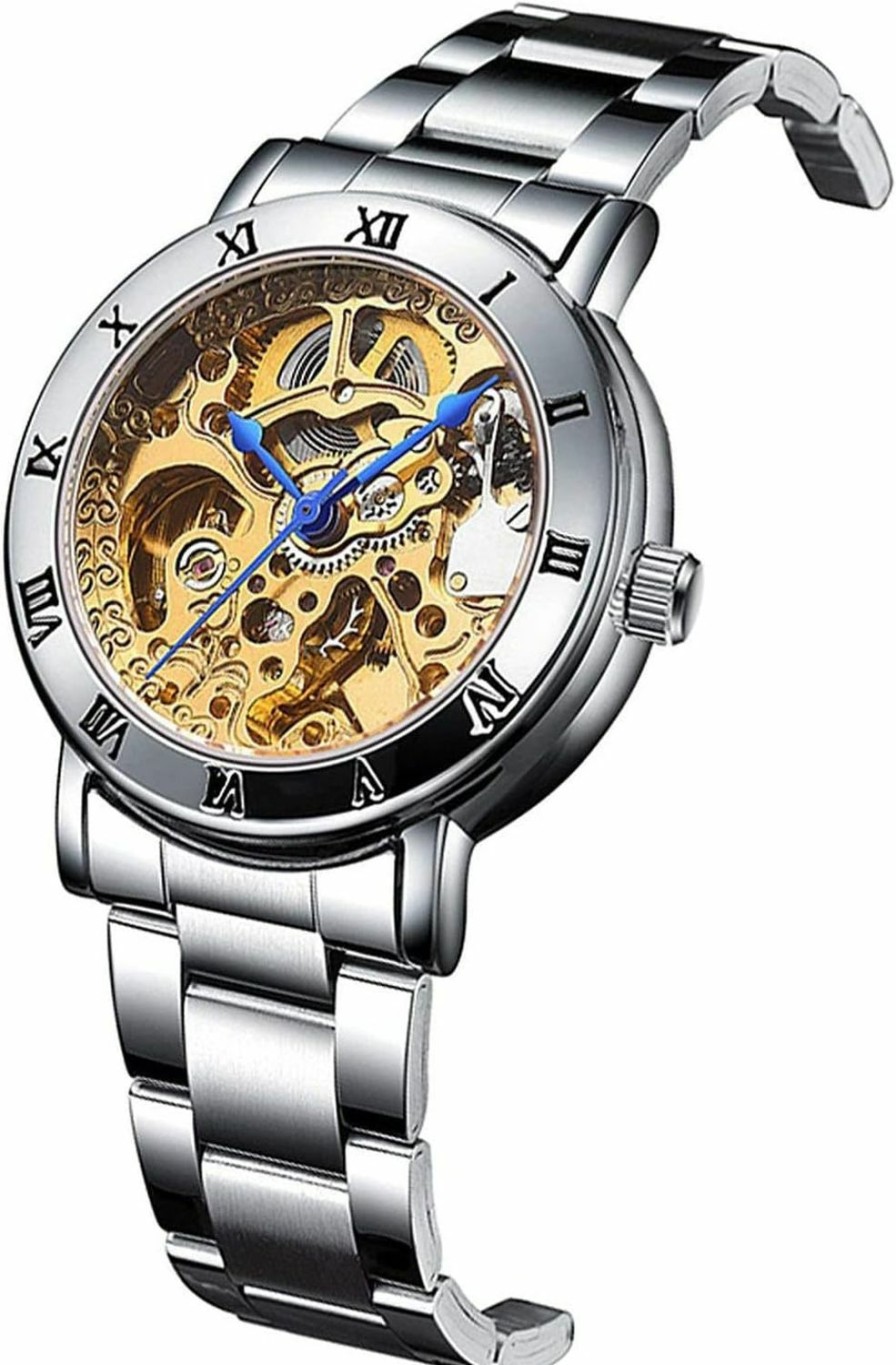 MASTOP Mastop Women'S Watches Automatic Steampunk Self Winding Mechanical Silver Bracelet Ladies Skeleton Wrist Watch Wholesale