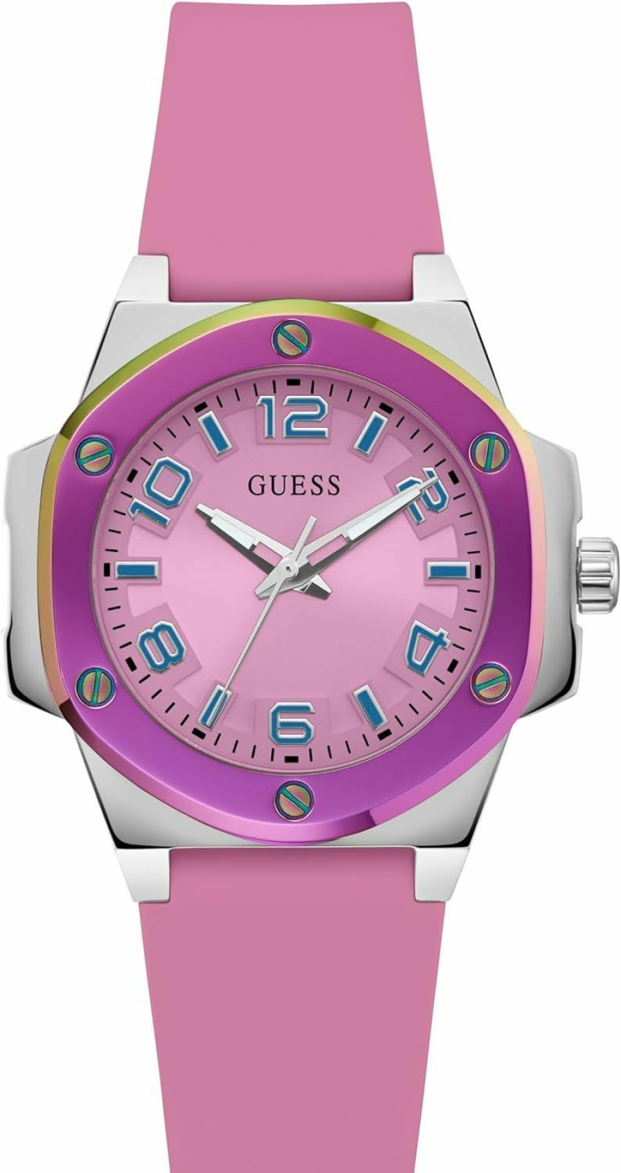 GUESS Guess Ladies 38Mm Watch - Pink Strap Pink Dial Two-Tone Case Hot